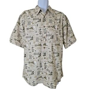 Summa Hawaiian Shirt M Green 100% Silk Short Sleeve Casual Vacation Resort Wear